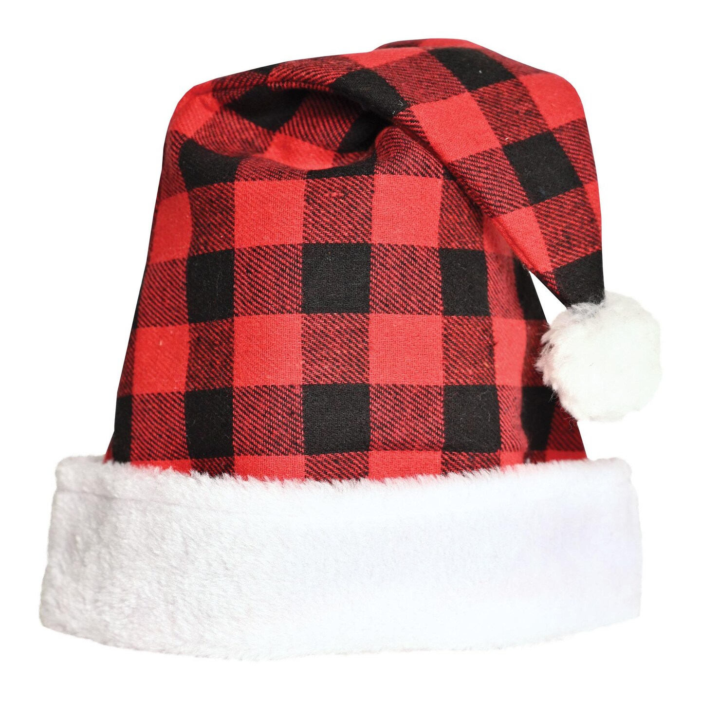 12 Pack Beistle Christmas Plaid Santa Hat - Red &#x26; Black
