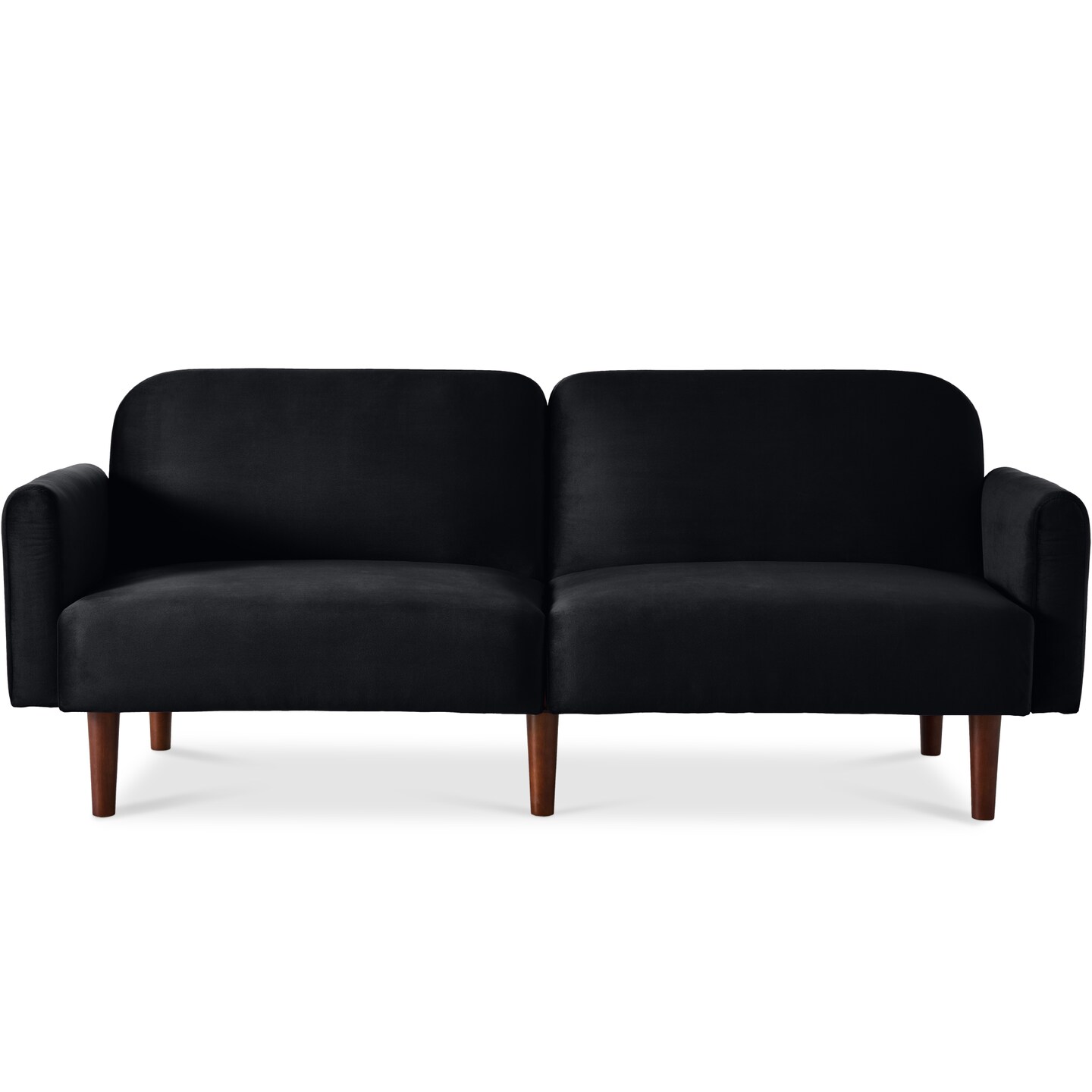 Best Choice Products Curved Convertible Futon, Velvet Fabric Split-Back Sleeper Bed