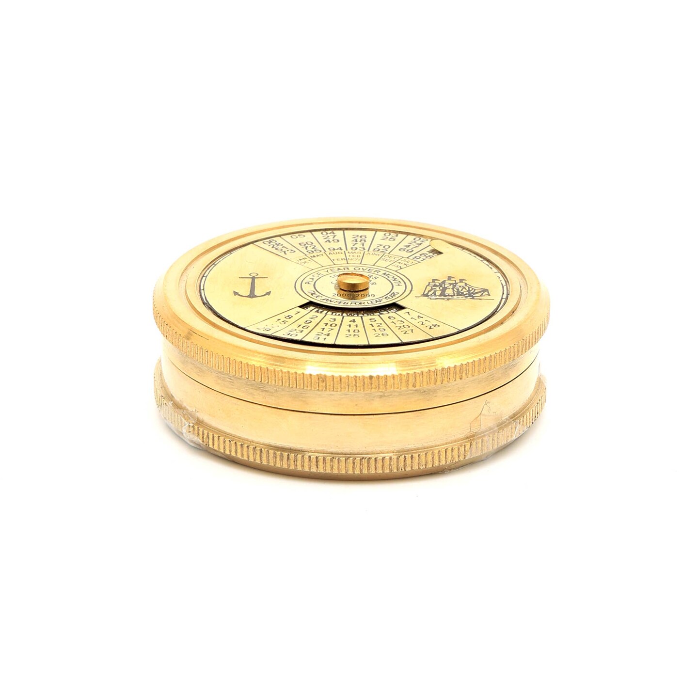 Vintage Collectible Brass Compass with Calender - Gold