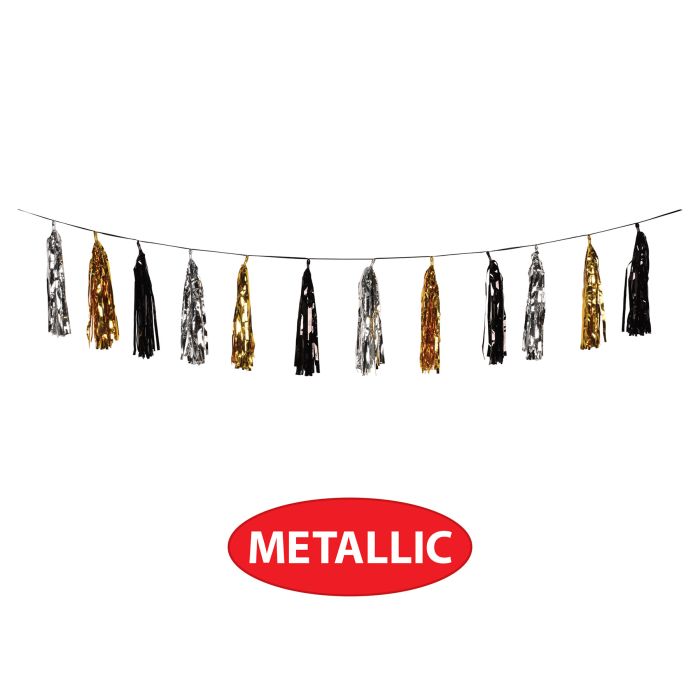 12 Pack Beistle Oversized Metallic Tassel Garland