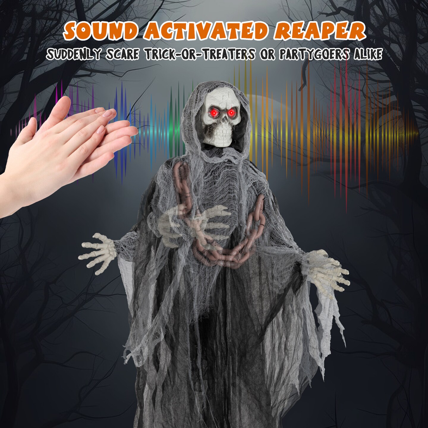 6.4 Feet Halloween Standing Grim Reaper with Lighted Eyes