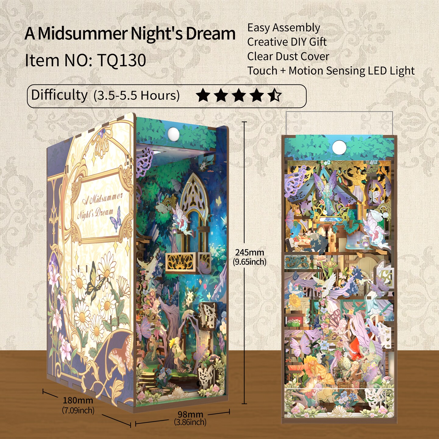 DIY Miniature Book Nook Kit | A Midsummer Night&#x27;s Dream w/ Dust Cover