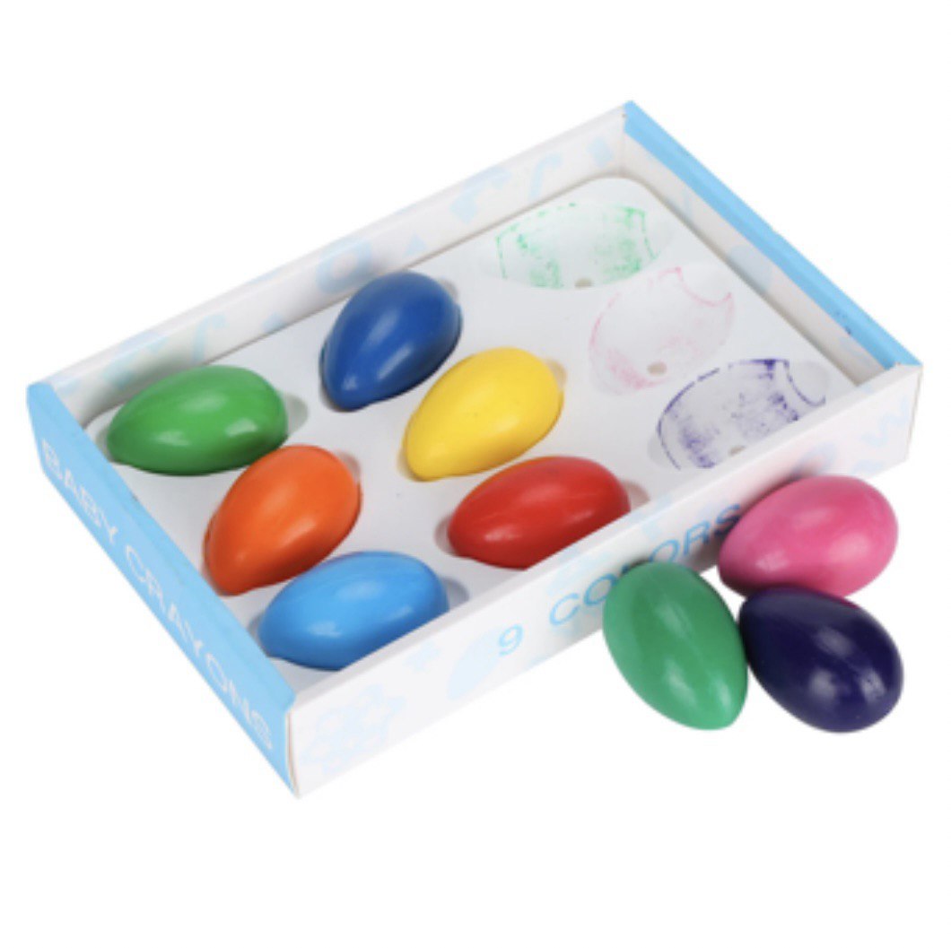 Egg Crayons 9 colors Wax Crayons Easter Basket Stuffers Toys for Kids Toddlers Gift for Boys and Girls Easter Gift for Baby