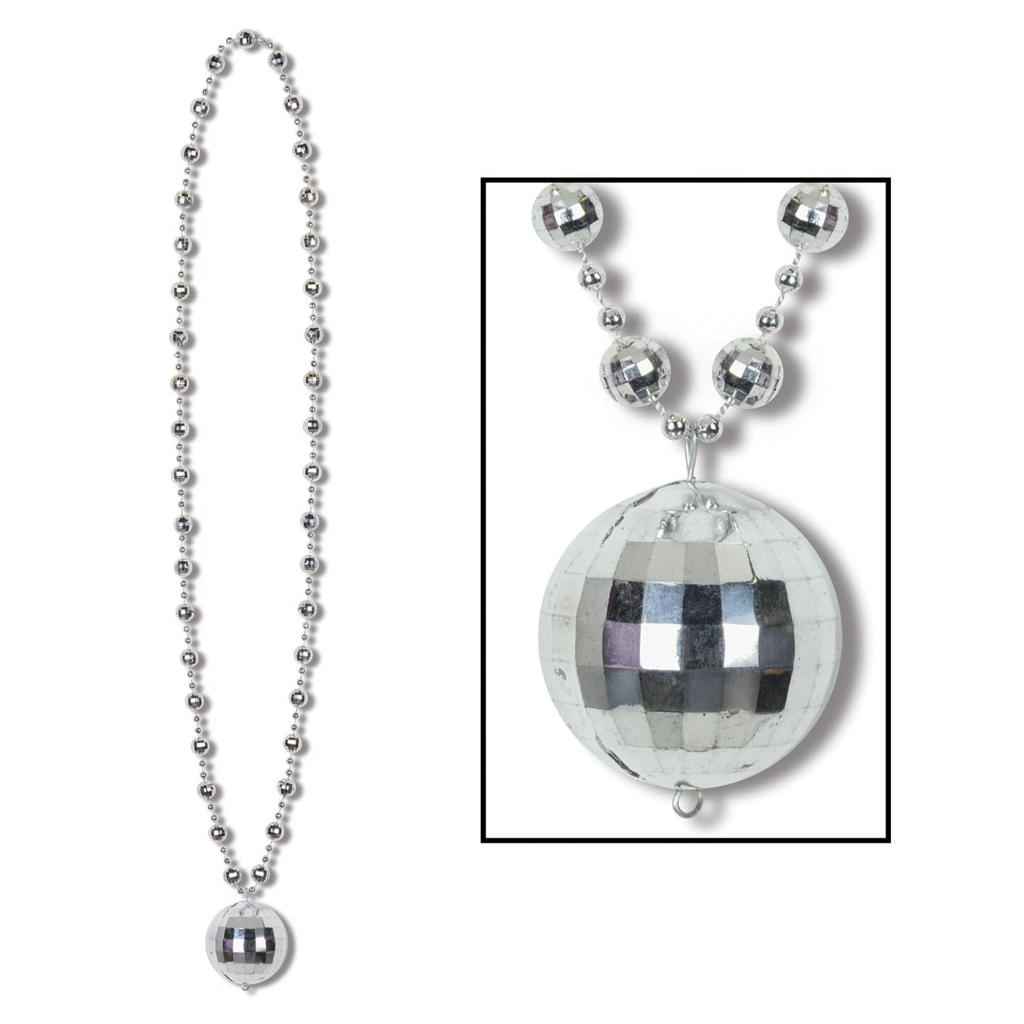 12 Pack Beistle Disco Ball Bead Necklaces with Disco Ball Medallion