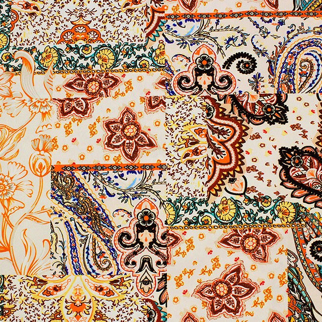 Persian Rug Patchwork Printed Spandex Fabric