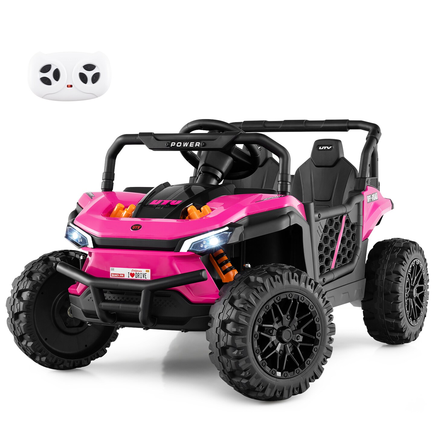 Red 12V Ride-On Truck Off-Road UTV for Kids with Parental Remote & LED Lights