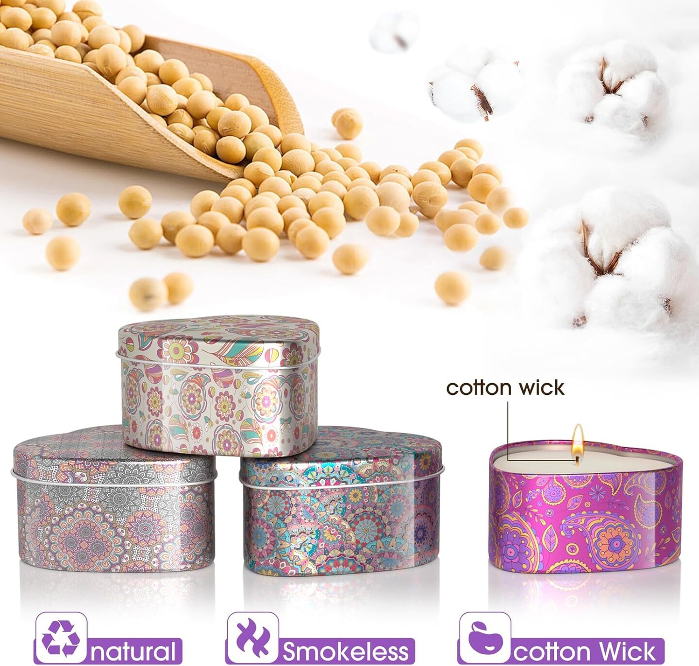 Scented Candles, 4 Pack Candles for Women, Candle Set 4 Different Scents, Natural Ingredients Soy Candles, Candles for Home Scented, Candle Sets for Women Present