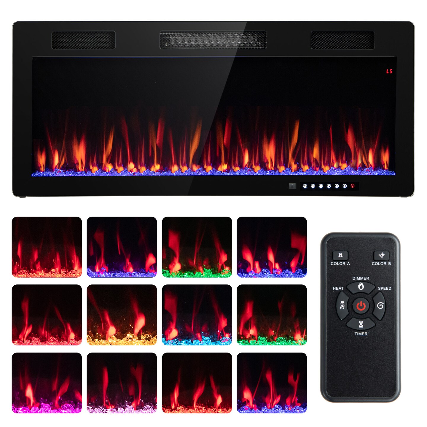 Electric Fireplace Recessed and Wall Mounted