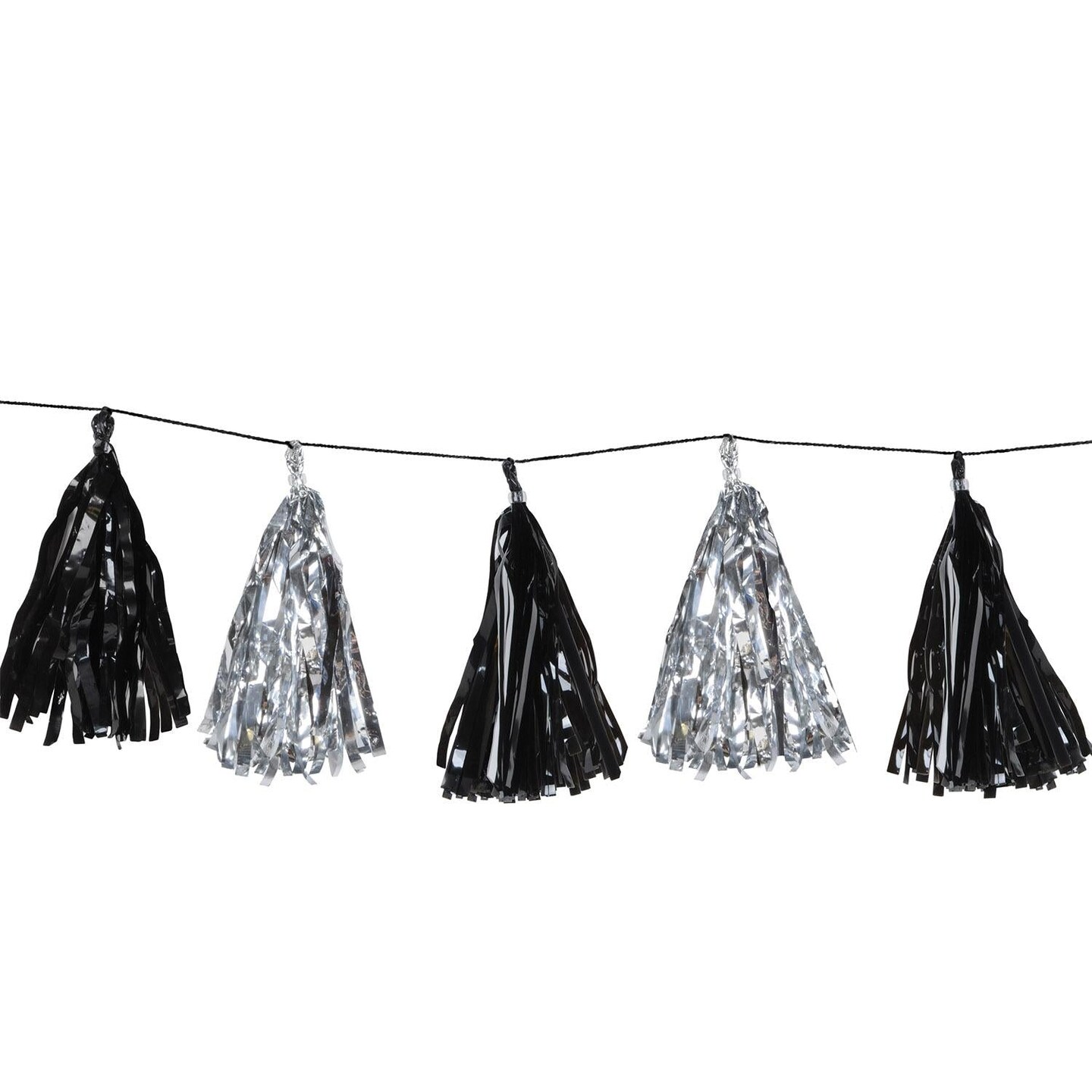 12 Pack Beistle Metallic Tassel Party Garland - black/silver
