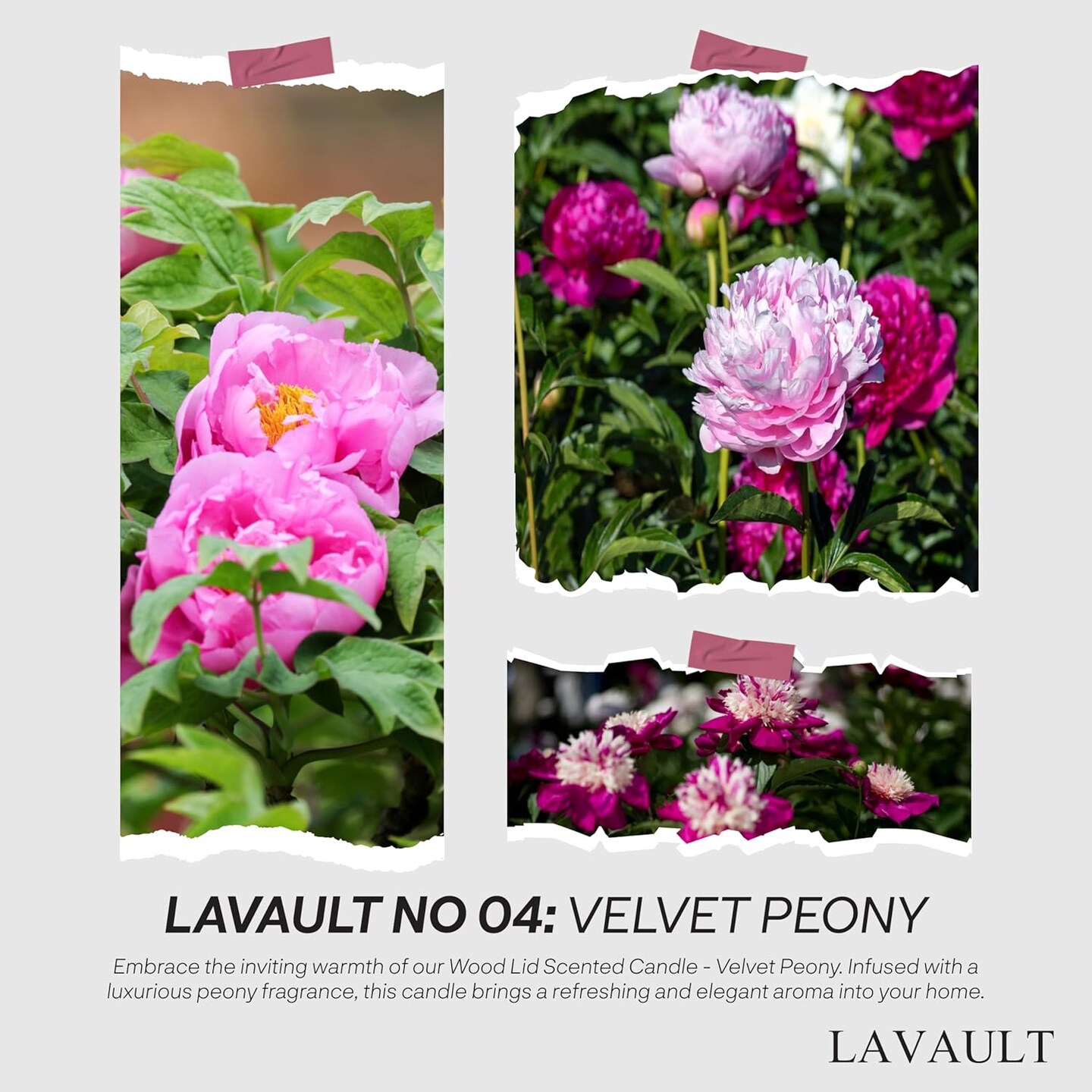 Scented Jar Candles - Calm Smelling Candle - Candlestick Safe Material - Warm and Cozy with 100% Natural Soy Wax and Essential Oil - Hours of Aromatherapy Scent - Velvet Peony Aroma Brown