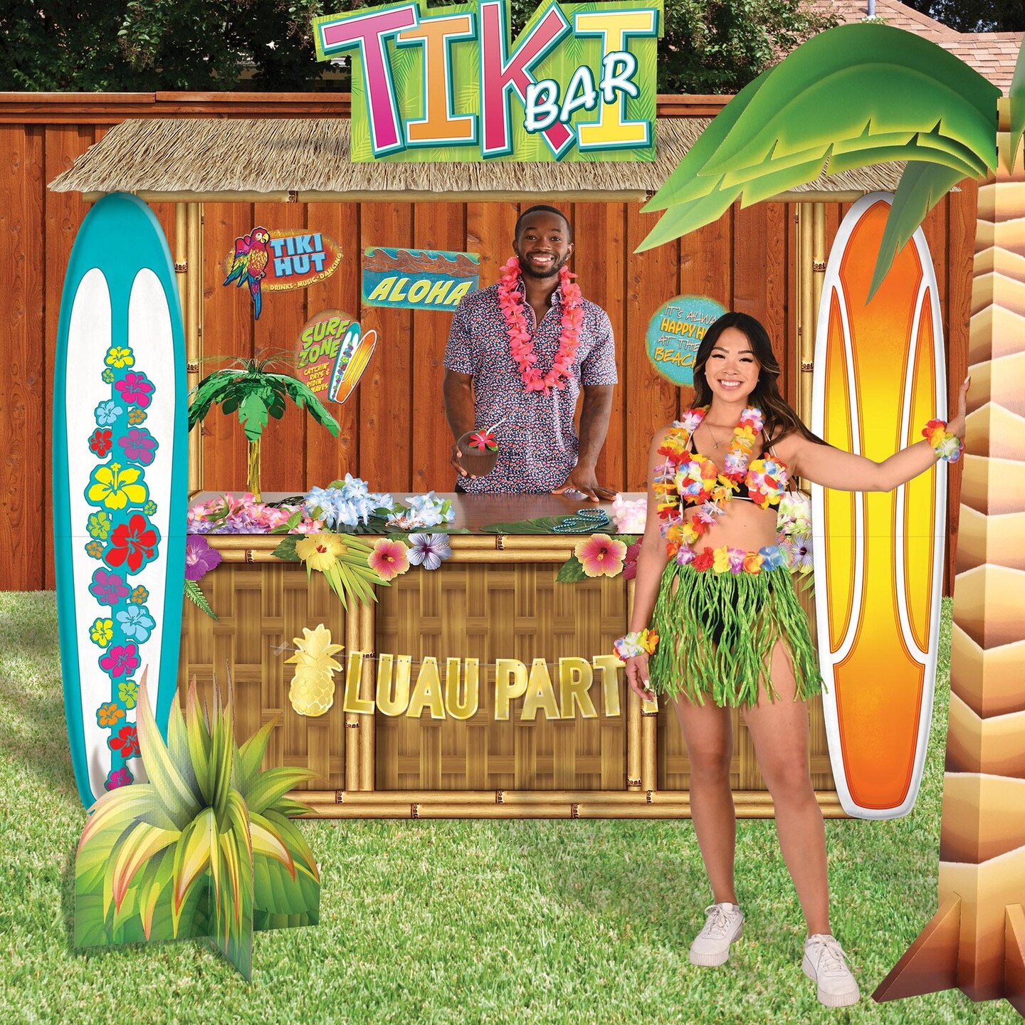 12 Pack Beistle Luau Party Jointed Surfboard Decorations