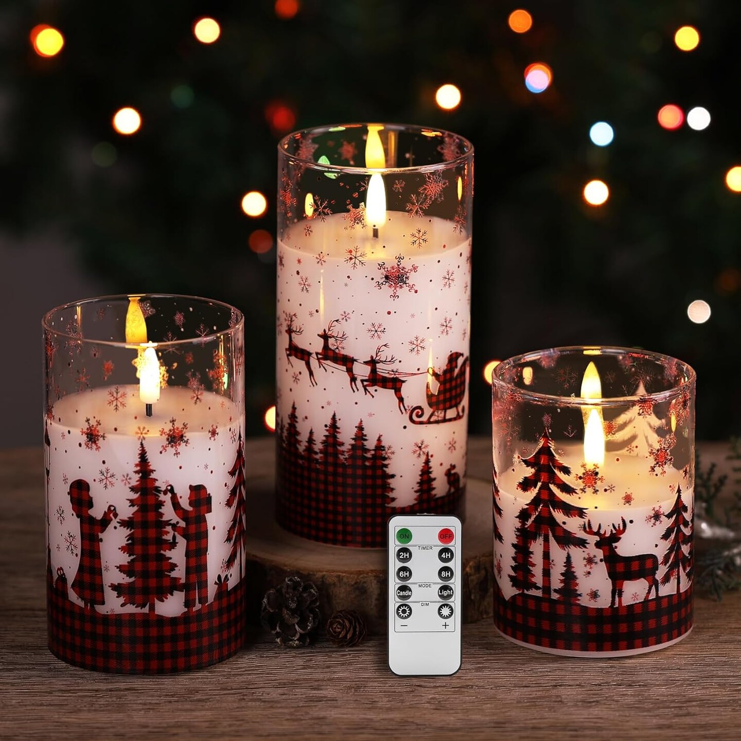 Elegant Glass Flameless LED Candles &#x2013; Set of 3 Flickering Battery-Powered Pillar Candles with Remote