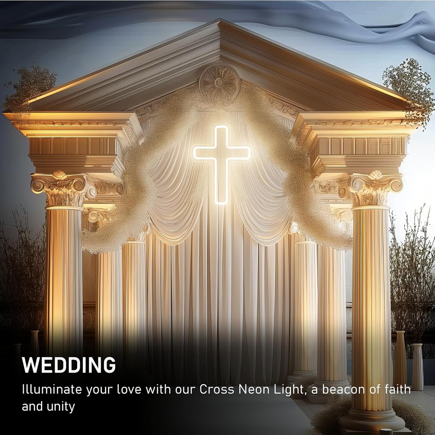 Cross Neon Sign, LED Cross Neon Lights for Window Decor, Hanging Jesus Neon Light up Signs for Wall, Christening Day Church Festivals Party Home Weddings Party Meditation Easter Christmas Gift Decoration