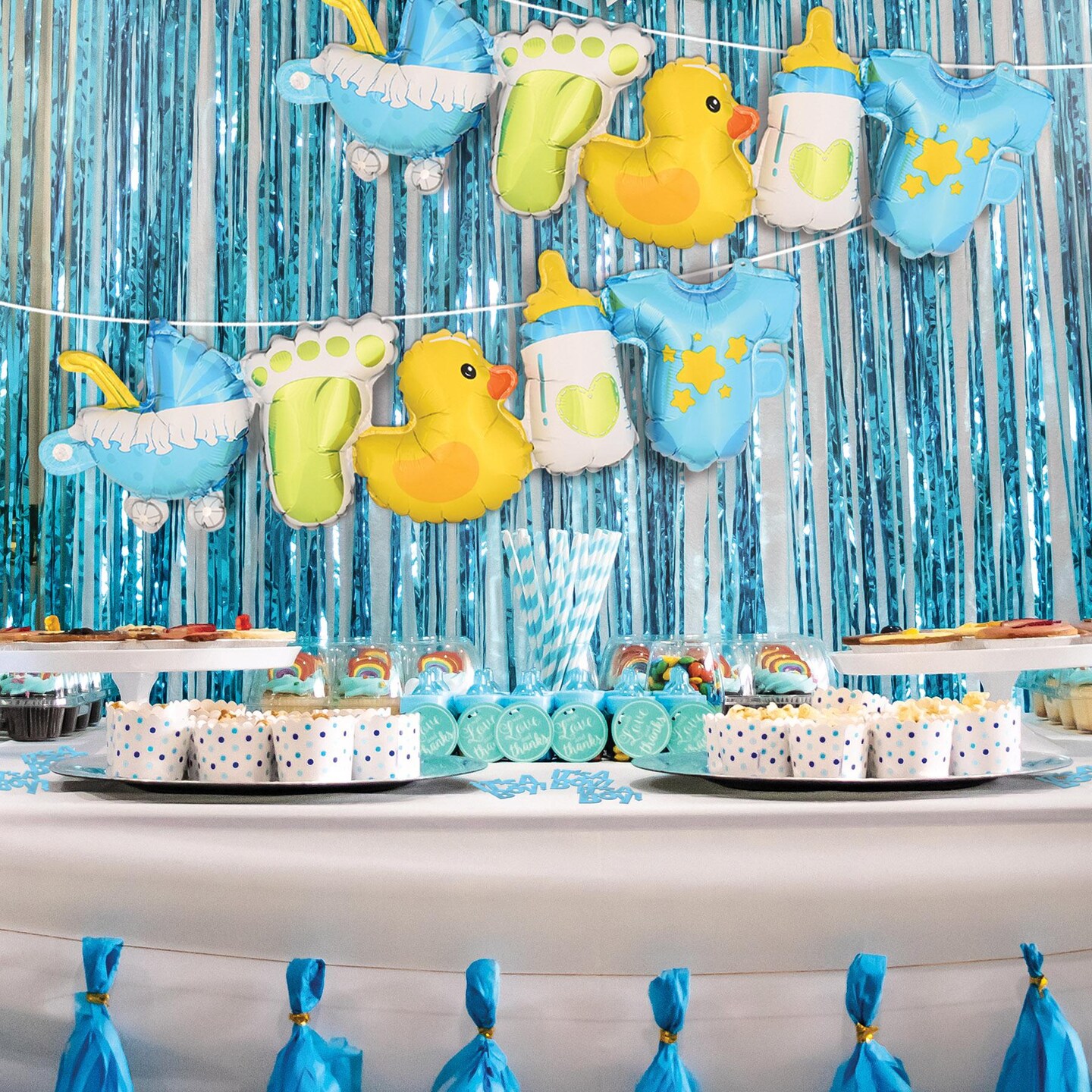 6 Pack Beistle Baby Boy Balloon Streamers