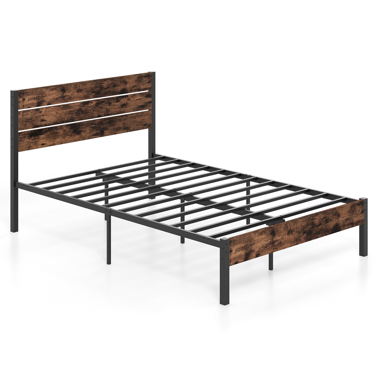 Platform Bed Frame with High Headboard and Mute Bar Perfect for Dorms or Kids