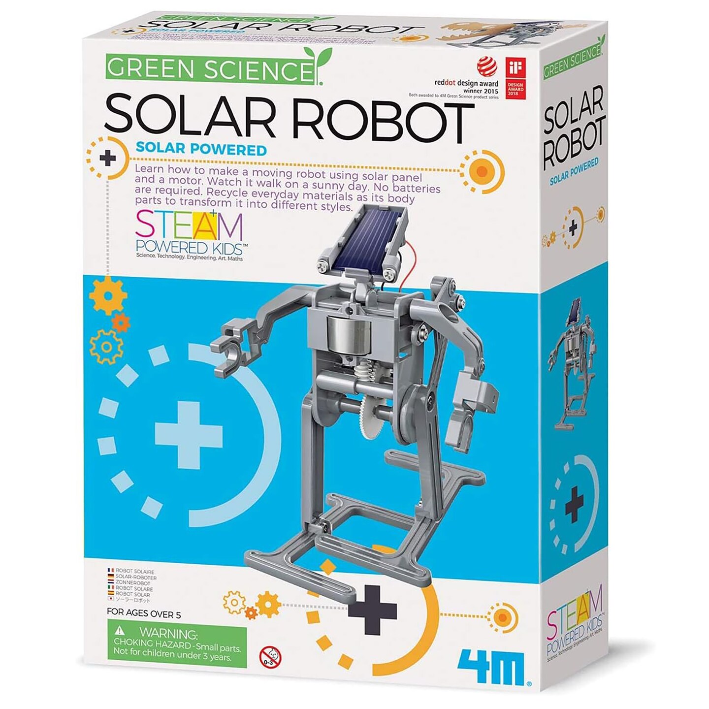 4M Green Science Solar Robot Kit - Green Energy Robotics, Eco-Engineering - STEM Toys Educational Gift for Kids &#x26; Teens, Girls &#x26; Boys (Packaging May Vary), Multi