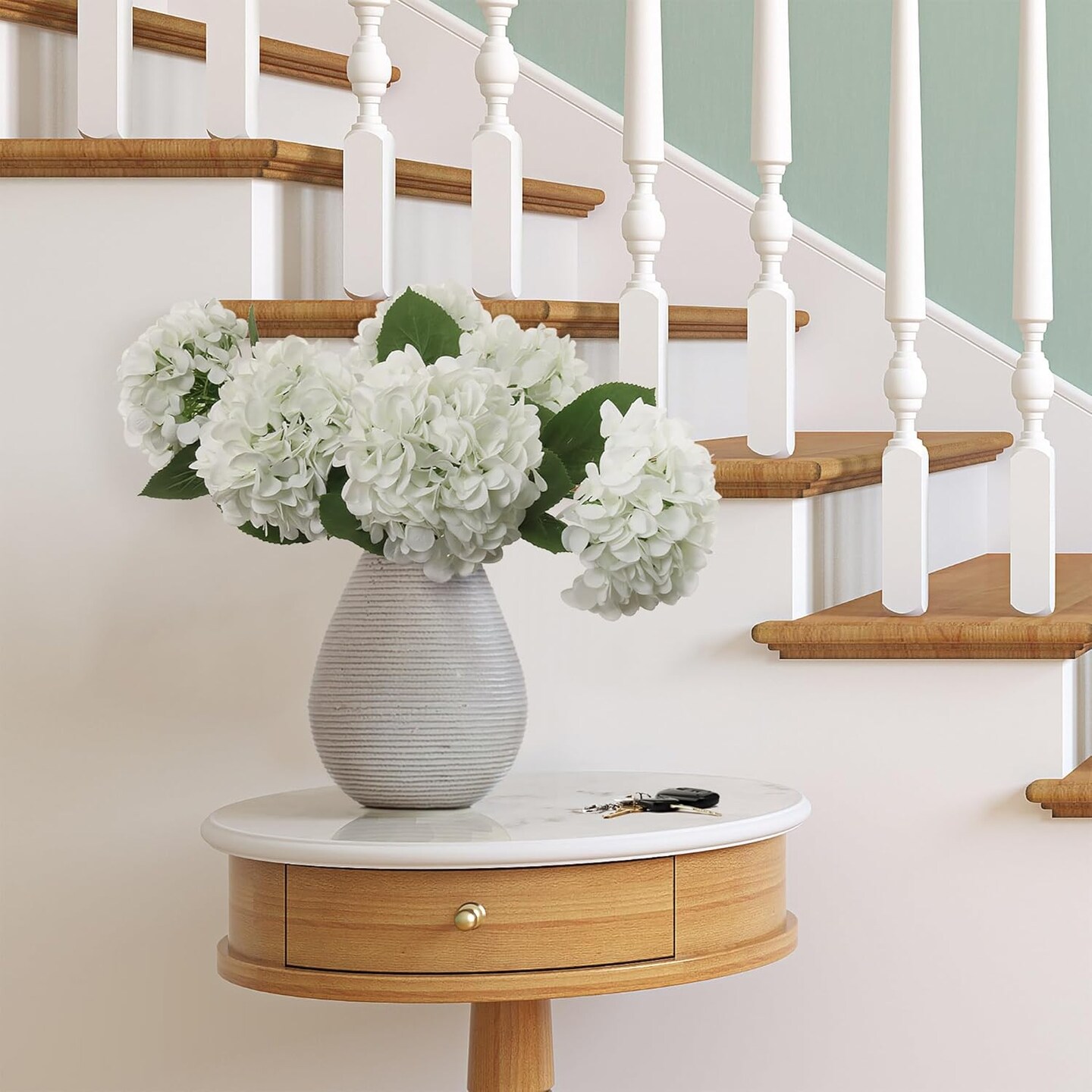 Six-Piece Hydrangea Flower Stems, Cream White Durable Stems with Fade Resistant Color, Stylish Accents for Weddings, Parties &#x26; Home Use
