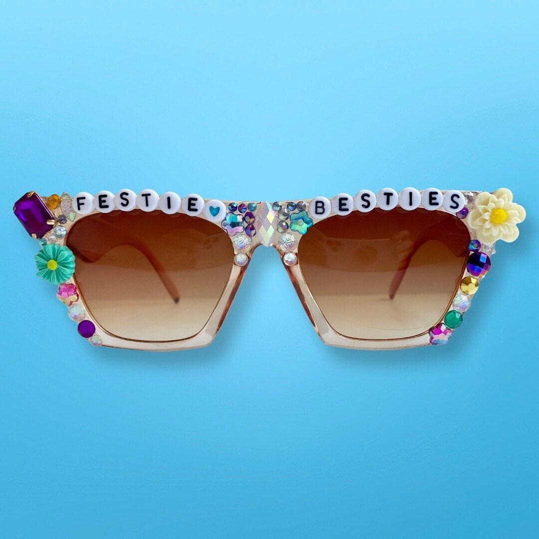 Fun Festival sunglasses Birthday sunglasses for friend Festie Besties personalized bedazzled sunglasses for music festival