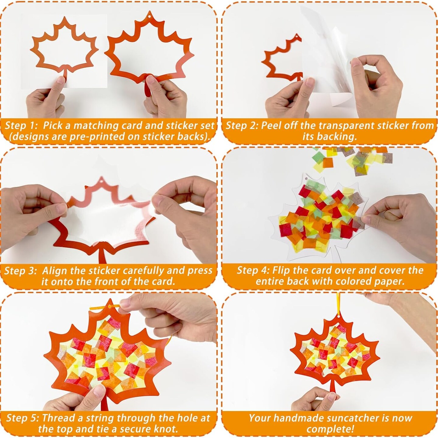 42 Packs Fall Leaf Suncatchers Crafts for Kids, Thanksgiving Leaf Tissue Art Crafts(Fall Leaf)10 x 7 x 0.35 inches