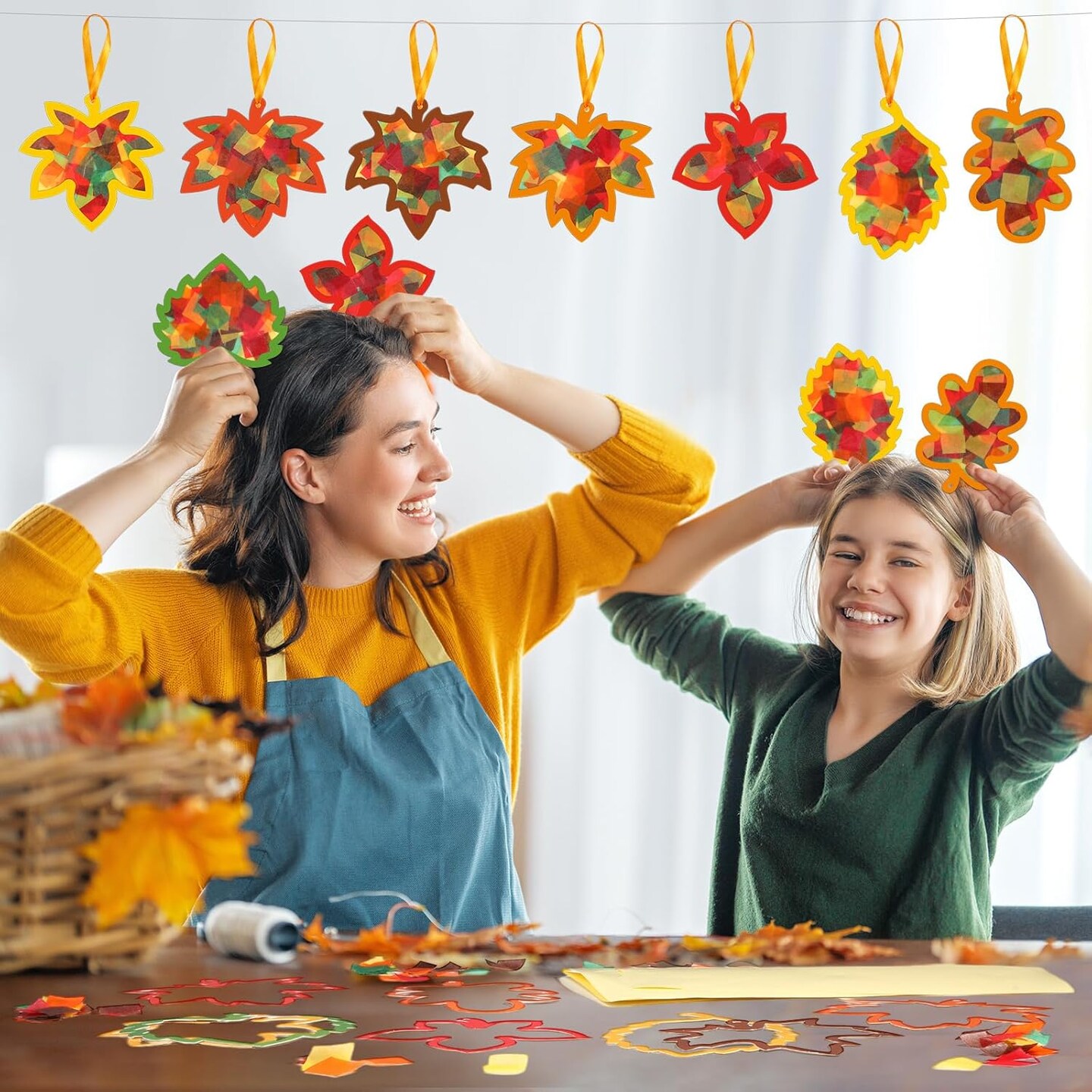 24 Pcs Fall Leaf Suncatchers Craft Kit (Fall)
