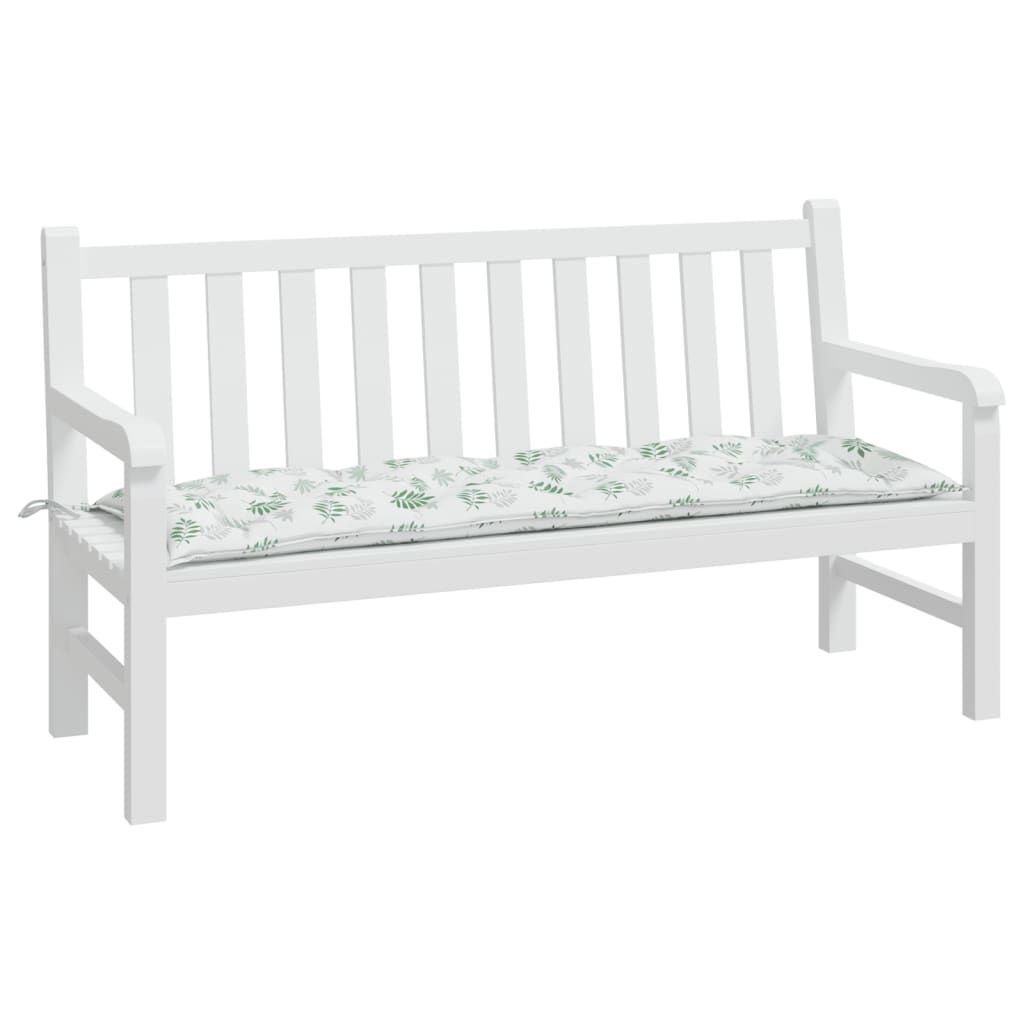 Edge Collections - 59.1" x 19.7" - White - Garden Bench Cushion Leaf Pattern - 1 Piece