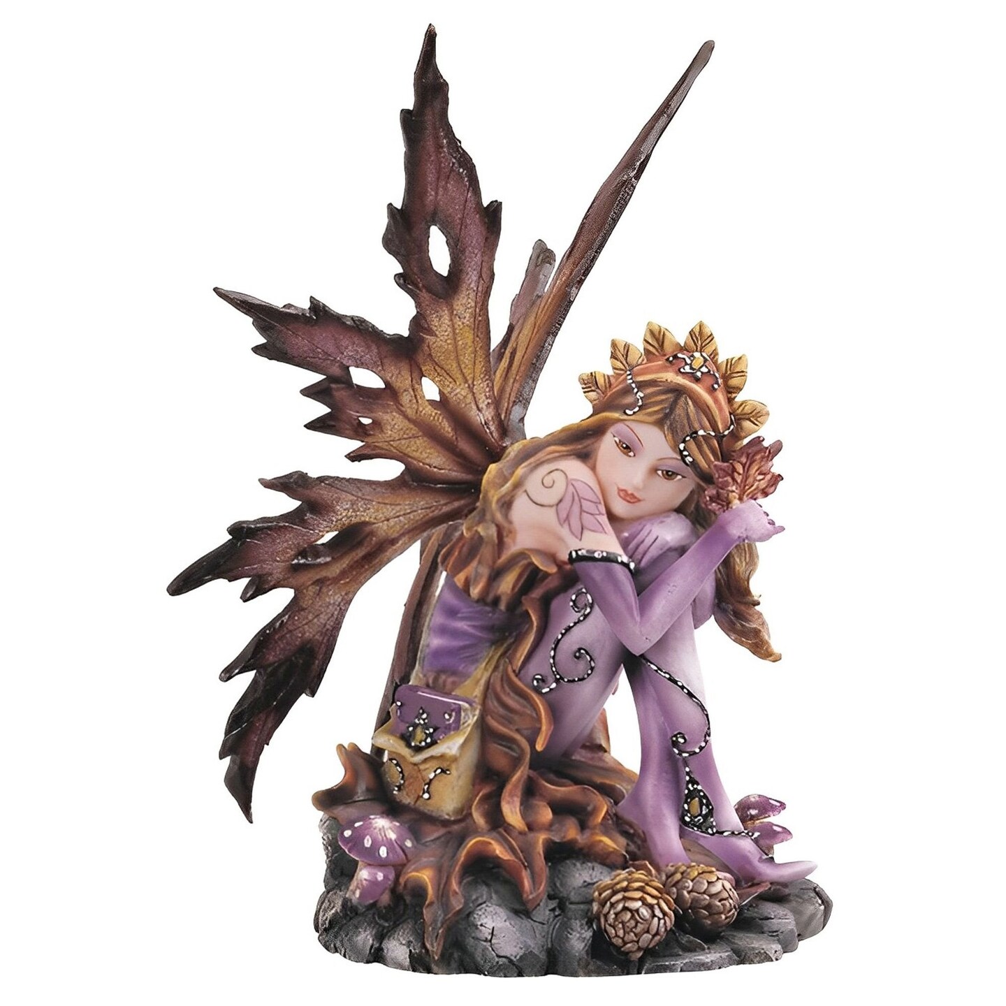 Edge Collections - 6&#x22; - Brown - Autumn Fairy  Winged Pinecone Figurine Home Decor Gift - 1 Piece