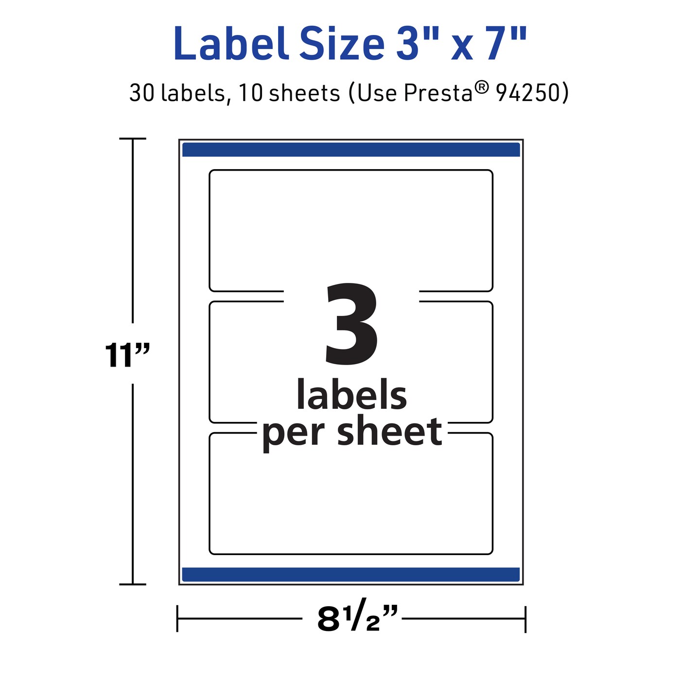 Avery TrueBlock Matte White Paper Labels, 3" x 7" Rectangle
