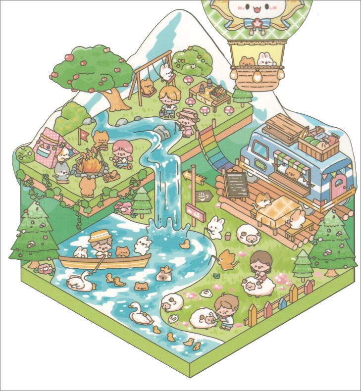 Picnic in the Park Landscape Stickers, Isometric Room Sticker Scene, Adorabilities