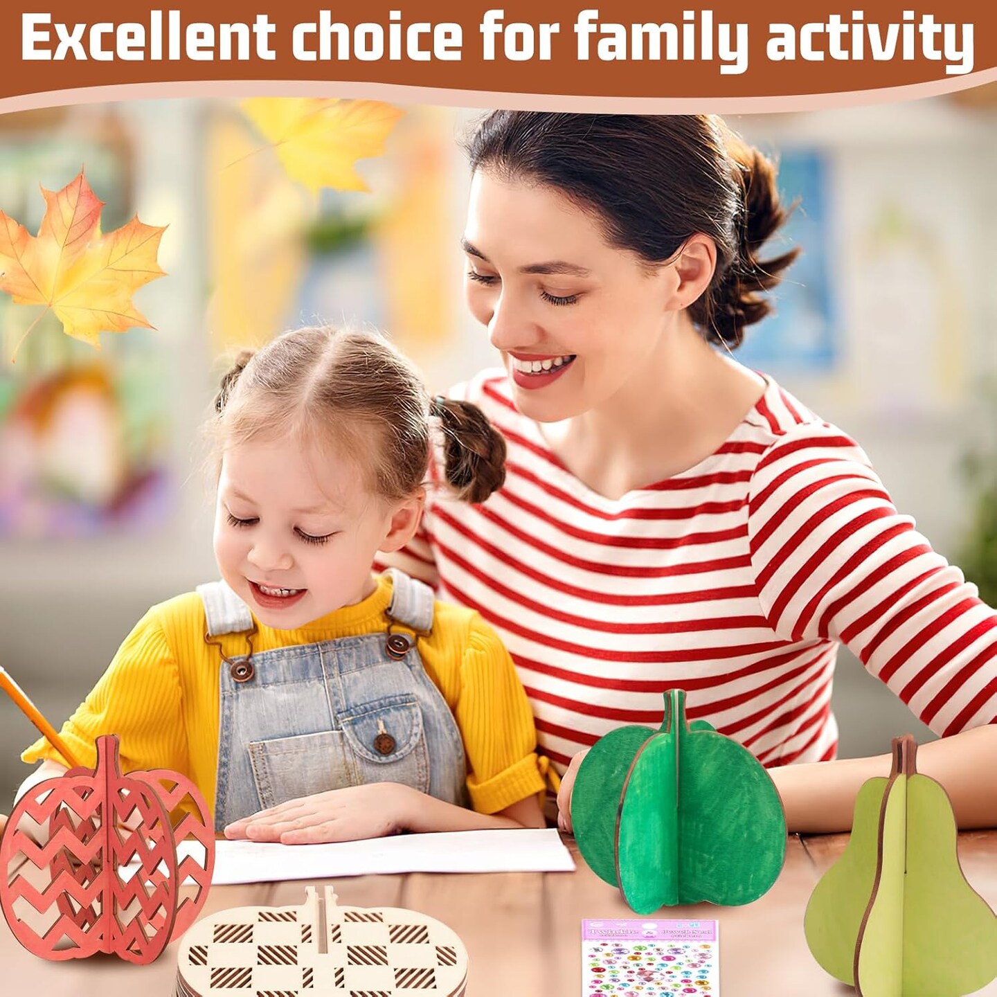 12Set 3D Pumpkin Wood Crafts to Paint, Thanksgiving Pumpkin Wood DIY