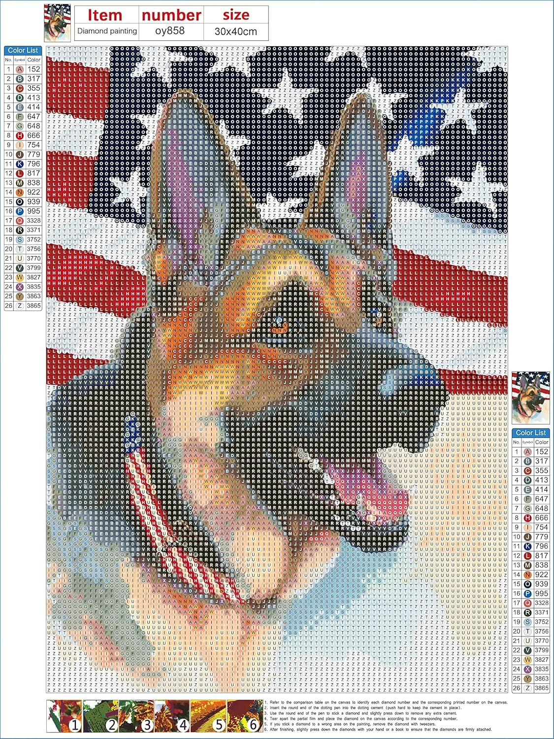 Diamond Painting American Flag and Police Dog Art Kits for Adults Embroidery Paintings DIY 5D Home Wall Decor