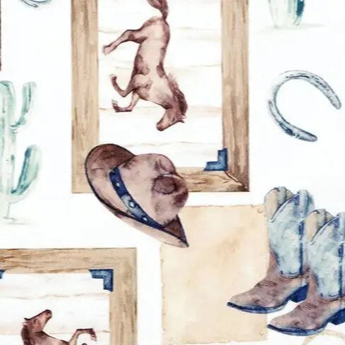 Multi Natural Old West Digital Cuddle Fabric per yard