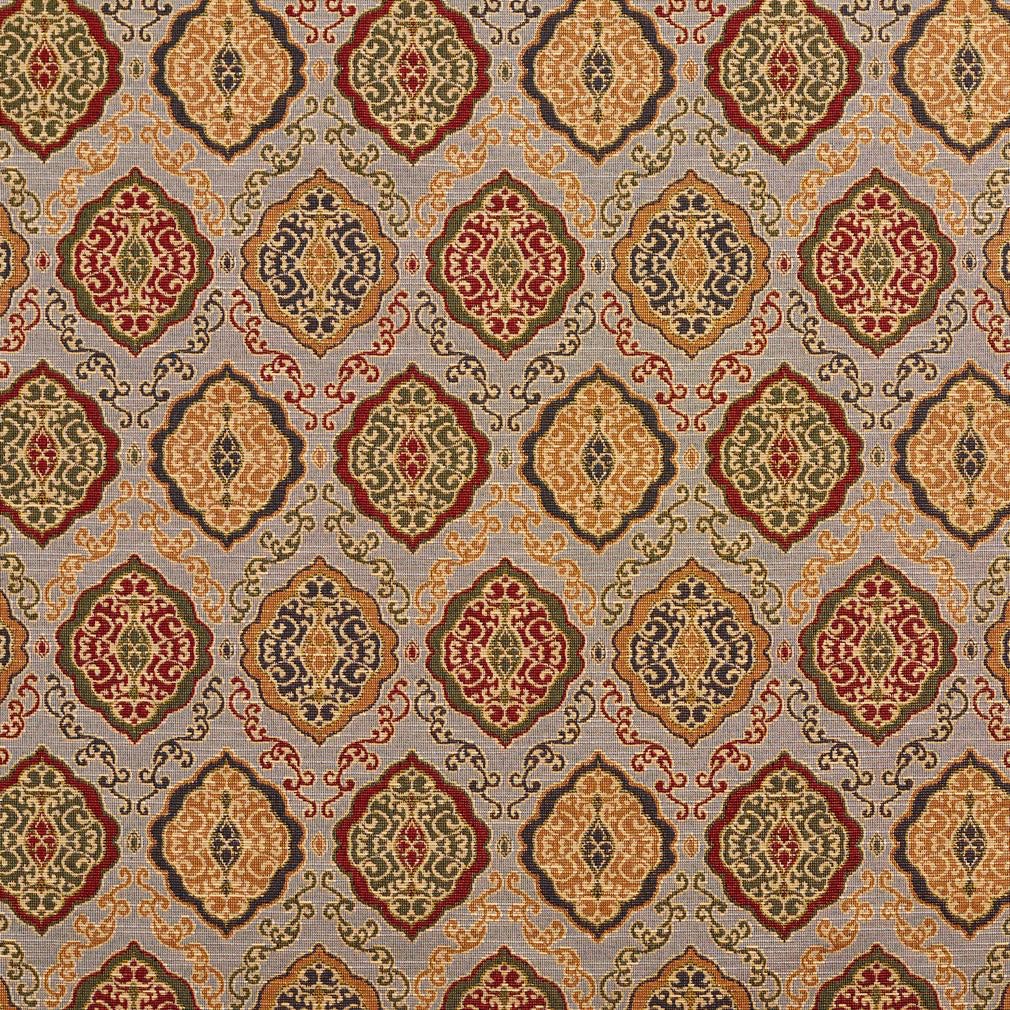 Blue Yellow Green Red Geometric Tapestry Woven Pattern Upholstery Fabric by The Yard - SKU: Finch Heather