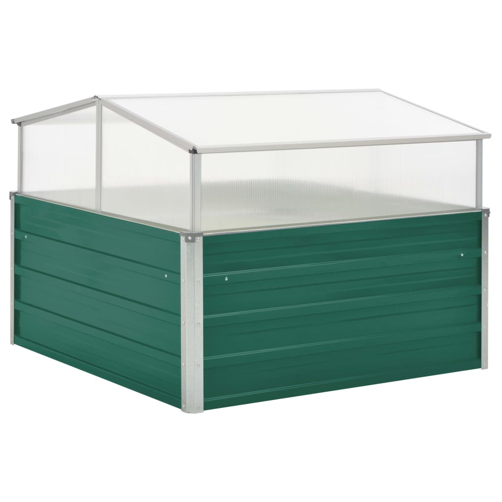 vidaXL Greenhouse Green Galvanized Steel, PC Board 39.4x39.4x30.3 in