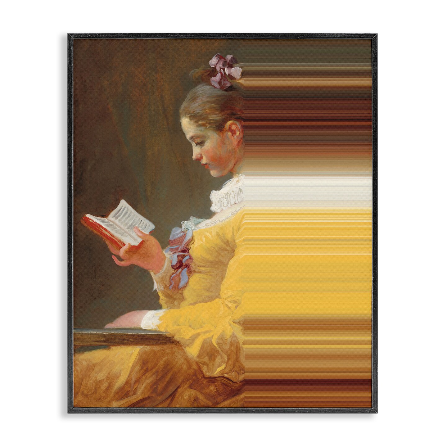 Stupell Industries Vintage Lady Reading with Gradient Streaks Framed Giclee, design by Seven Trees Design