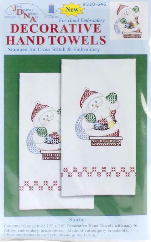 DIY Jack Dempsey Christmas Eve Santa Stamped Cross Stitch Hand Towel Kit 320646