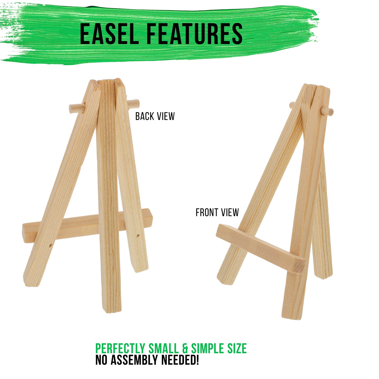 5" Mini Easel (12 Pack) - Natural Wooden A-Frame Tabletop Display Stand, Mini Easel Stand - Small Easels for Display, Small Canvases, Crafts, Business Cards, Signs, Photos, Gifts