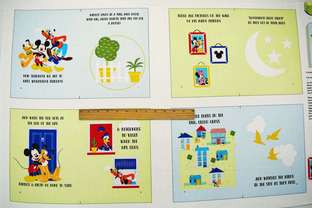 Ivory-Multi Cotton Disney Mickey and Friends Book Print Quilting Woven Fabric