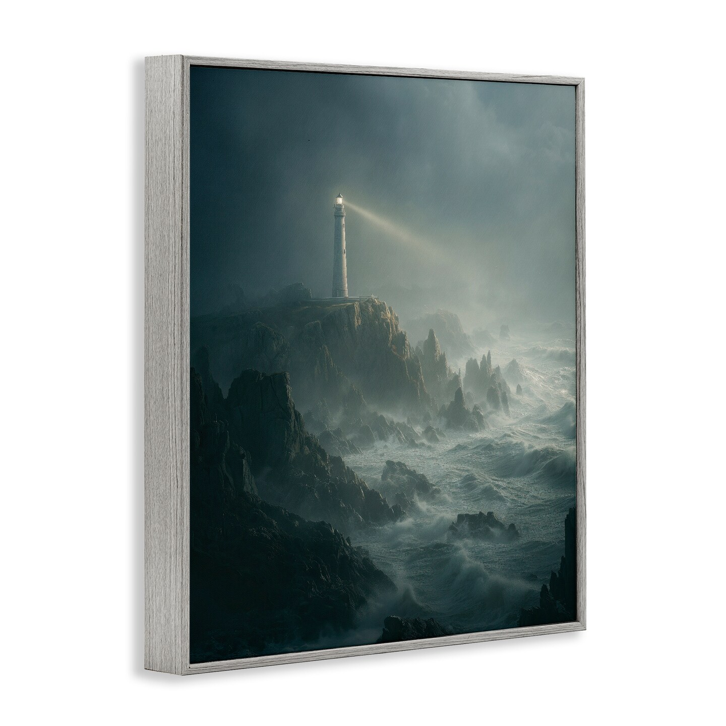 Stupell Industries Lighthouse and Stormy Cliff Framed Giclee, design by Ziwei Li