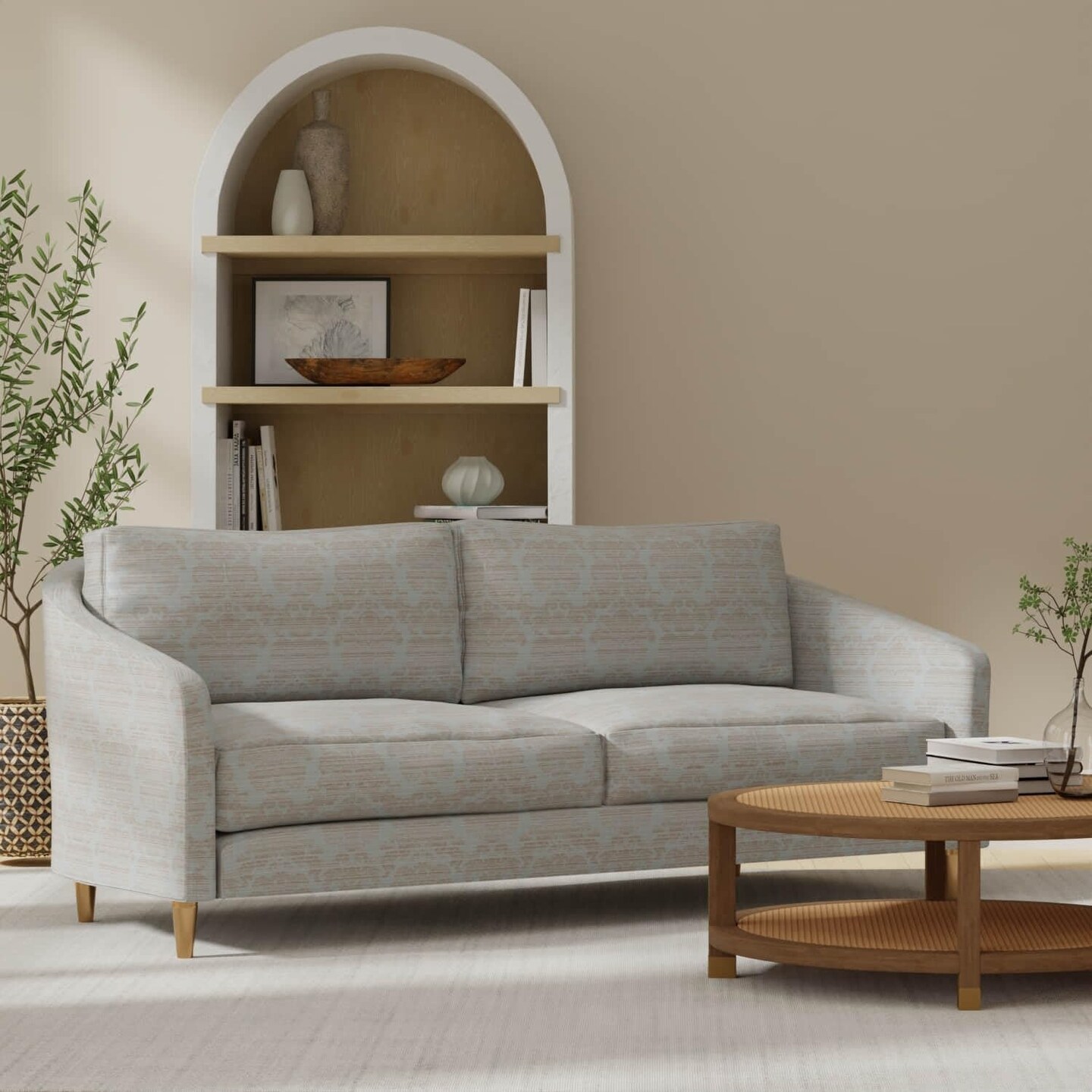 Aqua Stain Resistant Performance Pet Friendly Damask Woven Pattern Upholstery Fabric by The Yard - SKU: Hugo Cloud