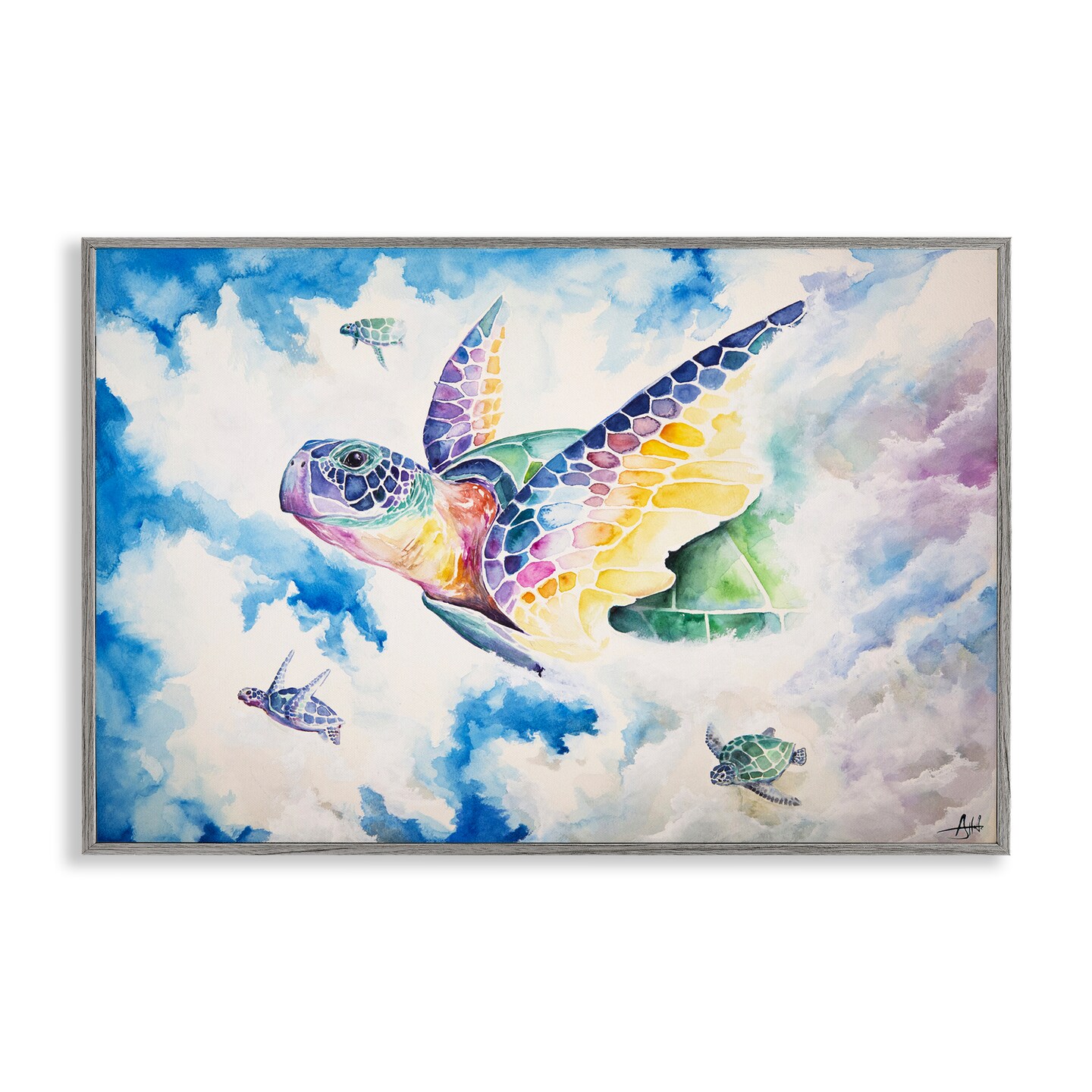 Stupell Industries Skyward Sea Turtles Framed Giclee, design by Marc Allante