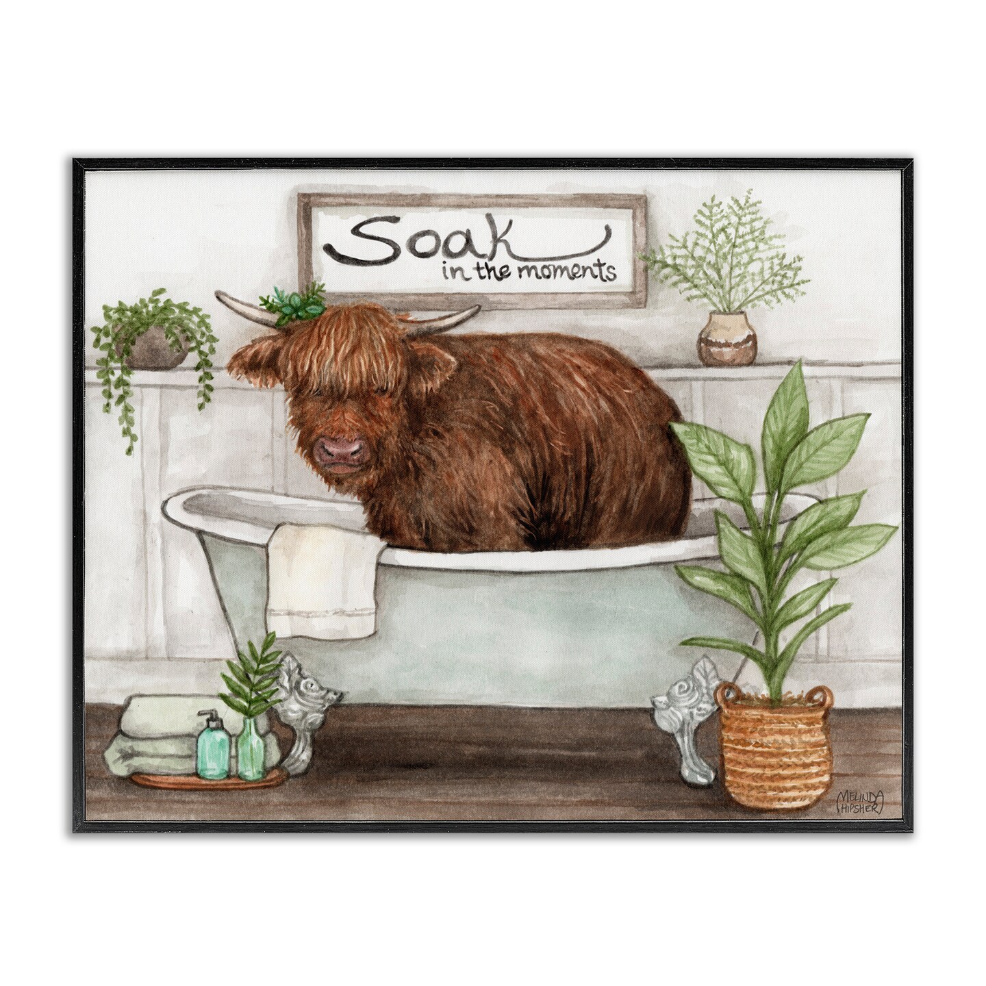Stupell Industries Soak In Moments Cattle Framed Giclee, design by Melinda Hipsher