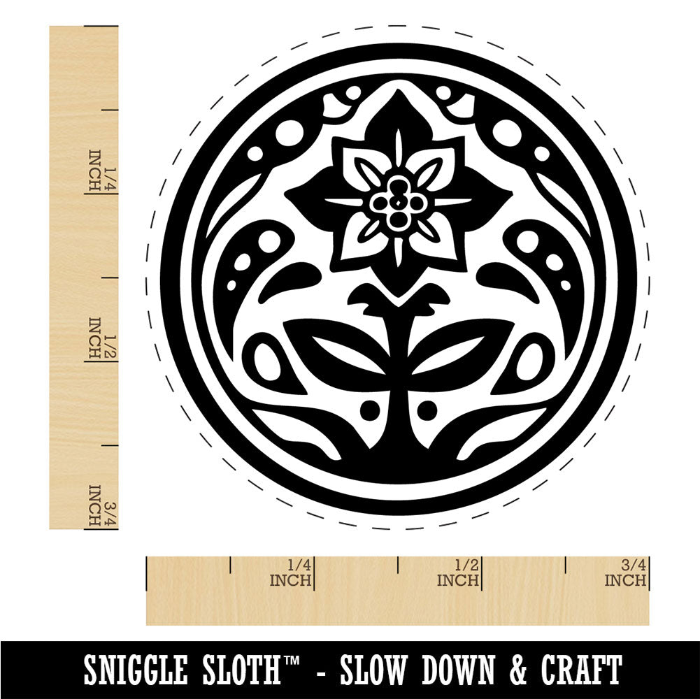 Decorative Round Flower Floral Symbol Rubber Stamp for Stamping Crafting Planners