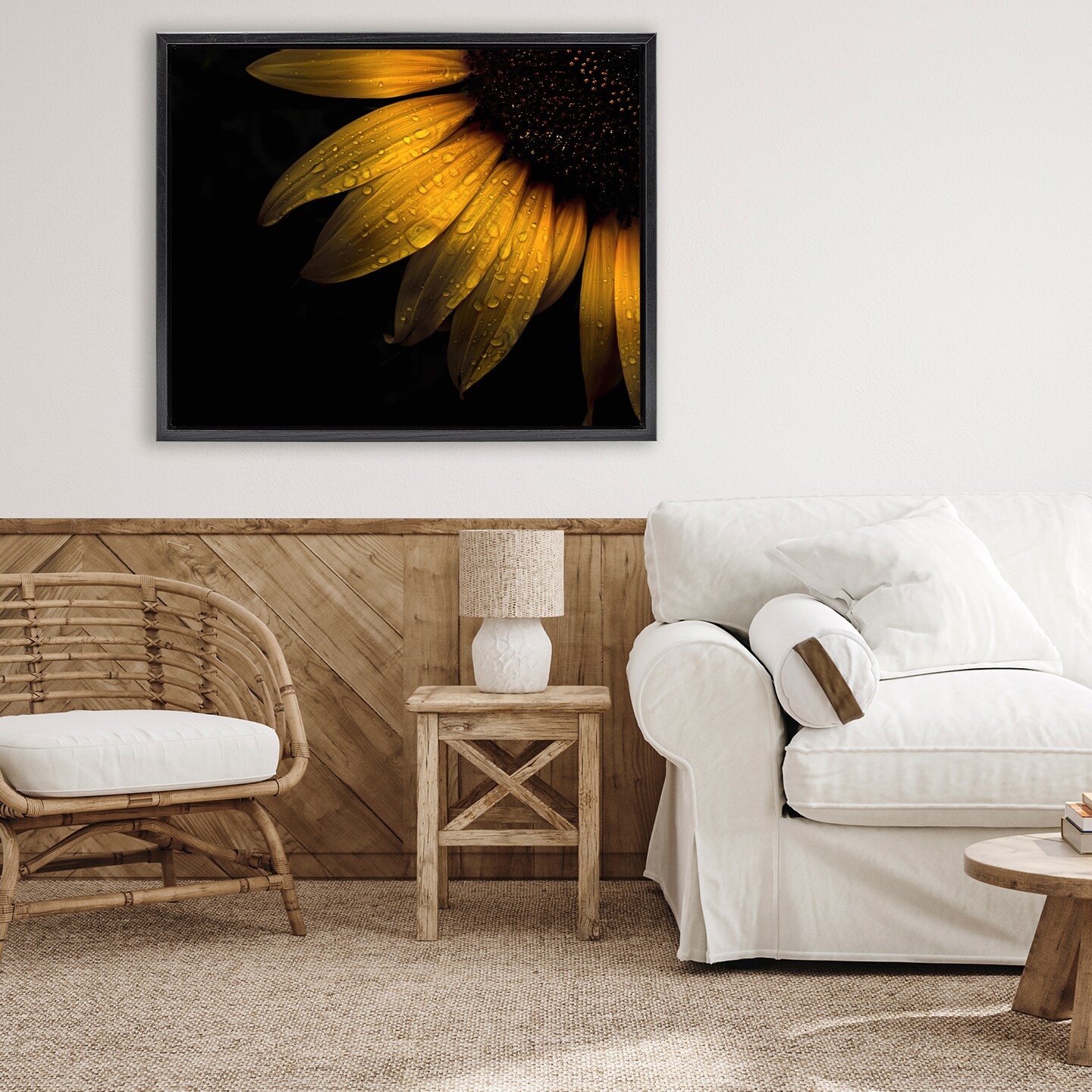 Stupell Industries Water Droplets on Sunflower Floating Frame, design by Brian Carson Photography
