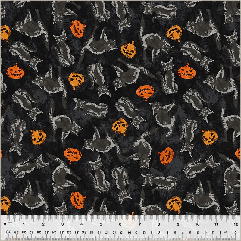 Fabric Windham Night Spooky Cats Hallow's Eve by the Quarter Yard 54447-3