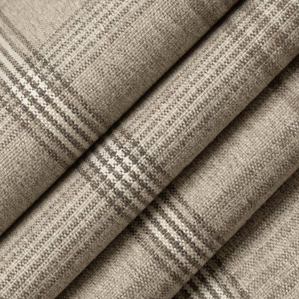 Natural Brown Stain Resistant Performance Pet Friendly Plaid Woven Pattern Upholstery Fabric by The Yard - SKU: Kevin Beachwood