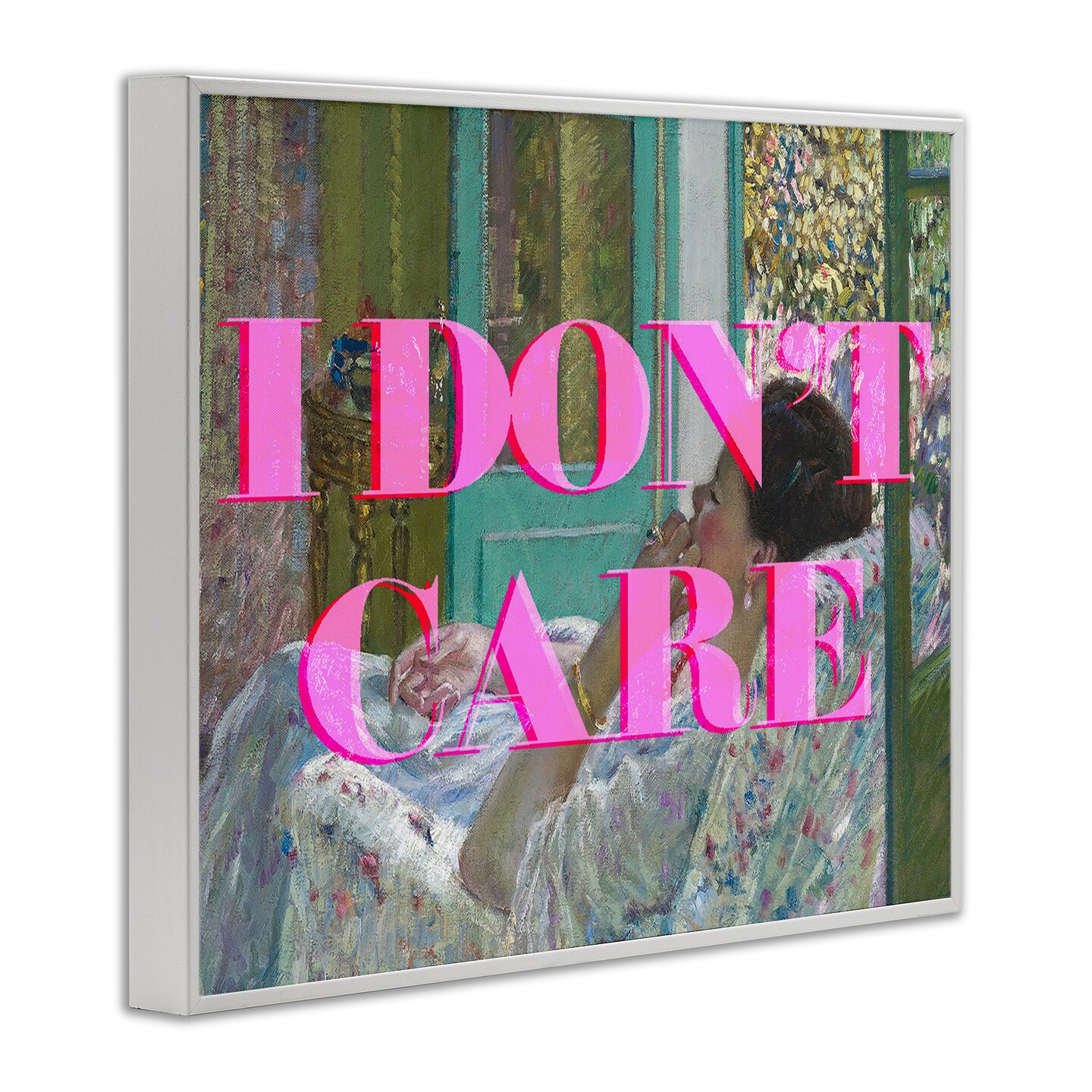 Stupell Industries I Don't Care over Classic Painting Framed Giclee, design by Lil' Rue