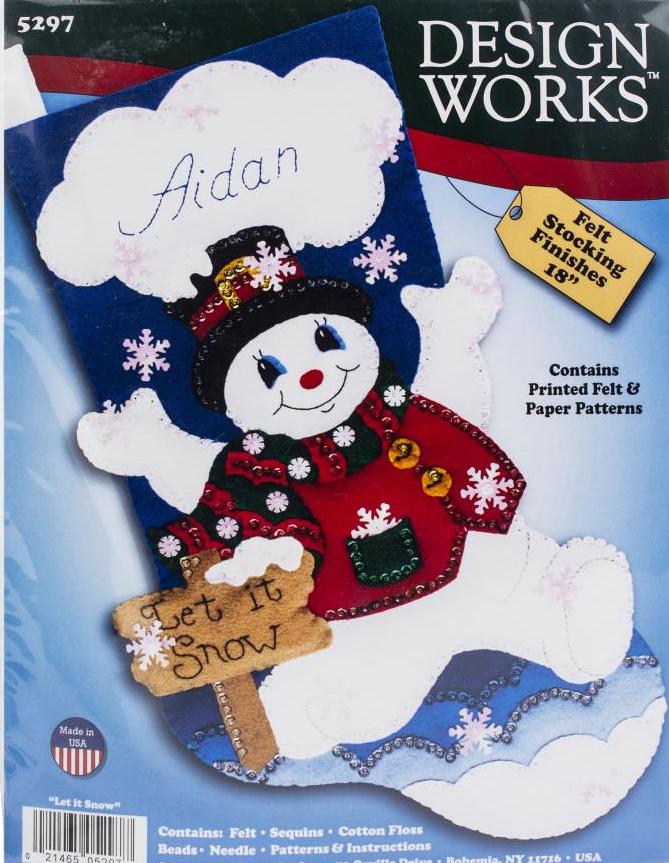 DIY Design Works Let it Snow Snowman Winter Christmas Felt Stocking Kit 5297