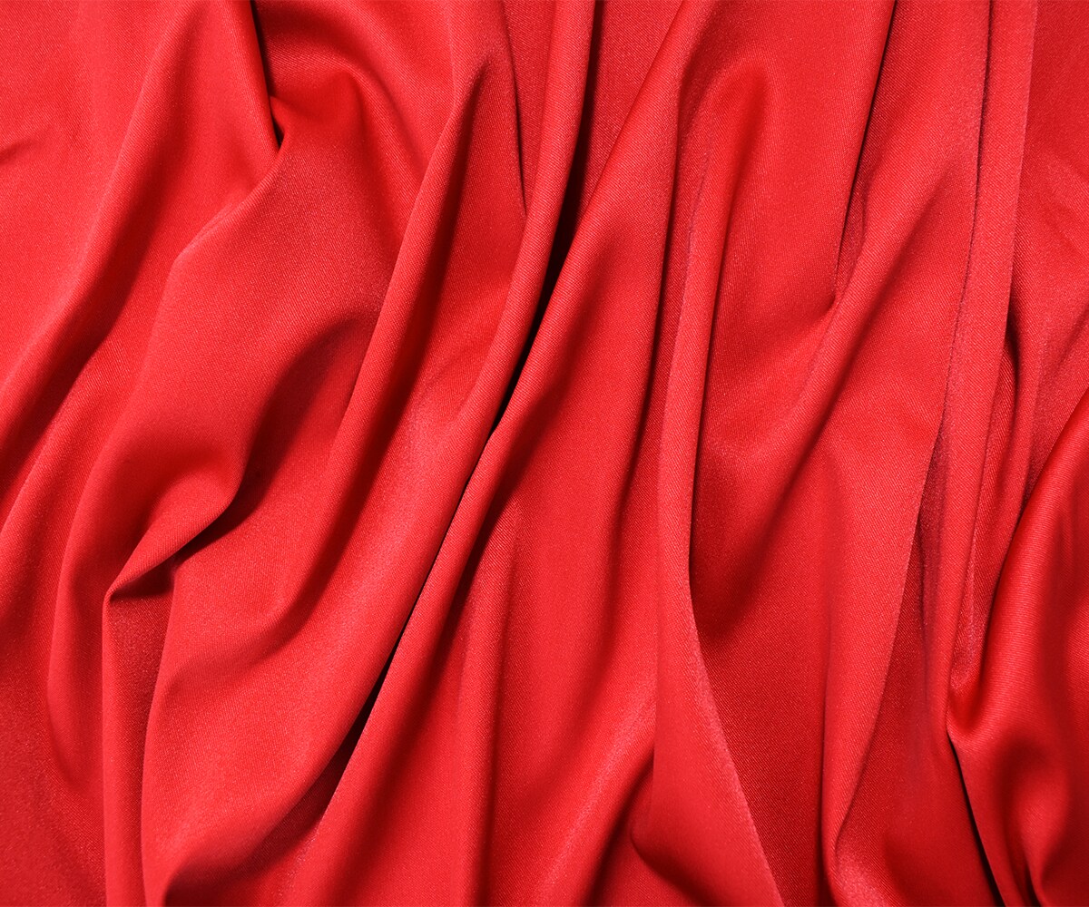 Red Poly Stretch Spandex Lamour Solid Satin Woven Fabric By the Yard