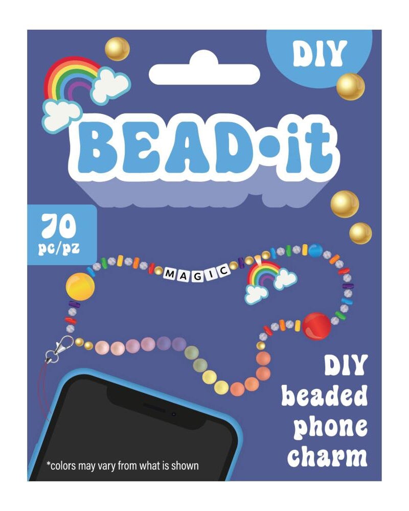 DIY Rainbow Bead It Phone Charm or Bracelet Kit Kids Craft Gift