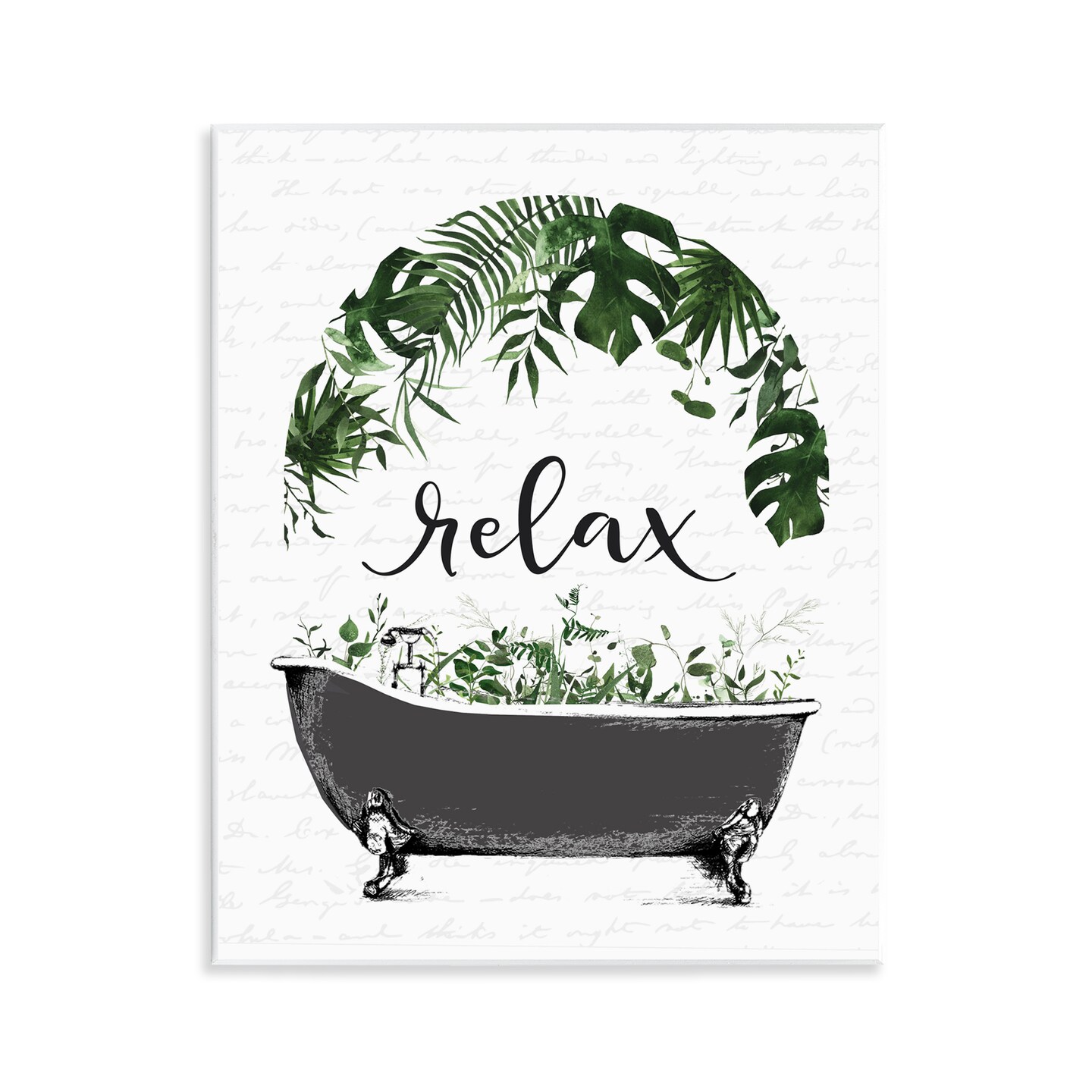 Stupell Industries Tropical Bath Relax Wall Plaque, design by Lettered and Lined